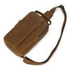 Sac banane homme en cuir à compartiments, café foncé ou marron