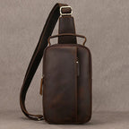 Sac banane homme en cuir à compartiments, café foncé ou marron, café foncé
