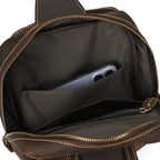 Sac banane homme en cuir, 25 x 15 x 5 cm, marron ou café