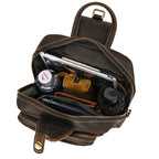 Sac banane homme en cuir, 25 x 15 x 5 cm, marron ou café