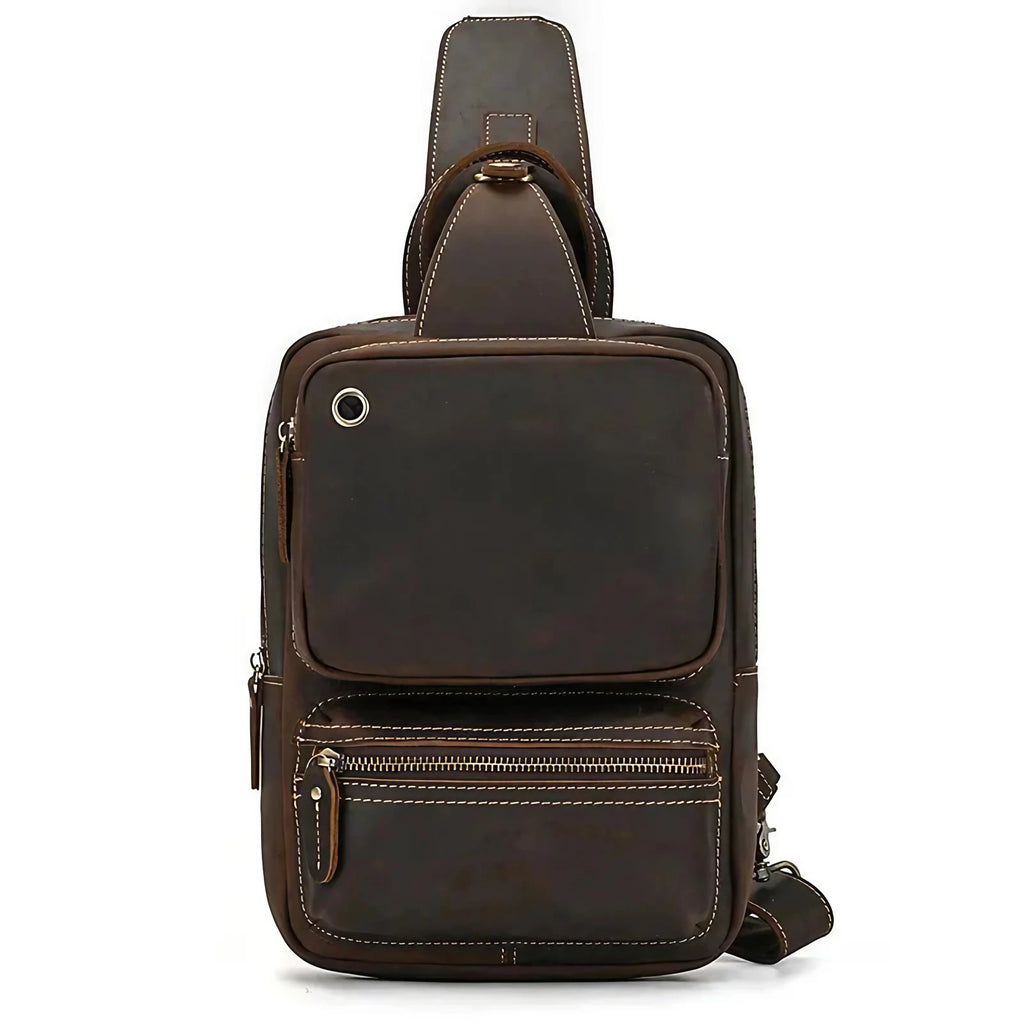 Sac banane homme en cuir, 25 x 15 x 5 cm, marron ou café, café