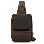 Sac banane homme en cuir, 25 x 15 x 5 cm, marron ou café, café