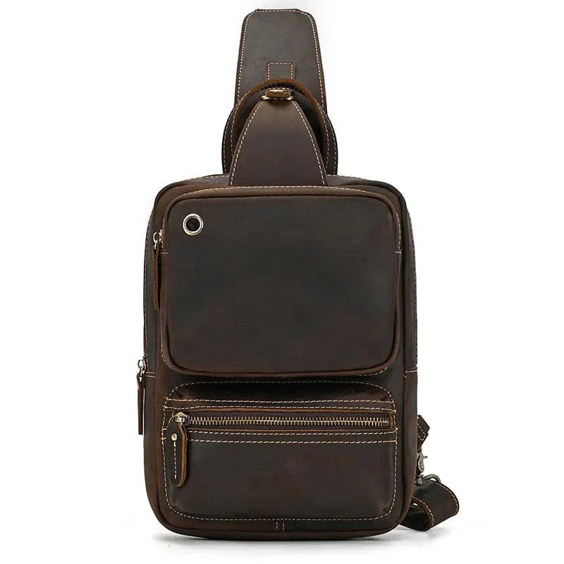 Sac banane homme en cuir, 25 x 15 x 5 cm, marron ou café, café