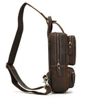 Sac banane homme en cuir, 25 x 15 x 5 cm, marron ou café
