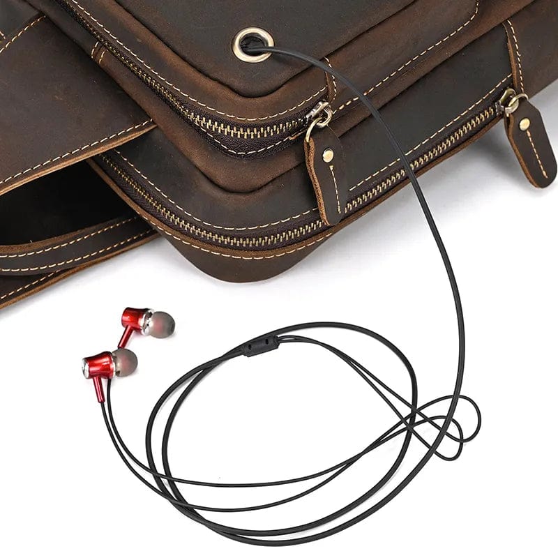 Sac banane homme en cuir, 25 x 15 x 5 cm, marron ou café