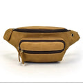 Sac banane homme en cuir multipoches, 30 x 13 x 8 cm, marron