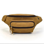 Sac banane homme en cuir multipoches, 30 x 13 x 8 cm, marron