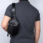 Sac banane homme en cuir multipoches, 30 x 13 x 8 cm