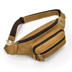 Sac banane homme en cuir multipoches, 30 x 13 x 8 cm