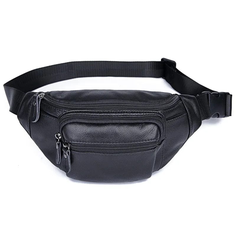 Sac banane homme en cuir multipoches, 30 x 13 x 8 cm