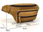 Sac banane homme en cuir multipoches, 30 x 13 x 8 cm