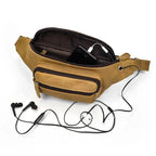 Sac banane homme en cuir multipoches, 30 x 13 x 8 cm