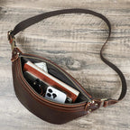 Sac banane homme en cuir, 30 x 15 x 9 cm, noir ou café