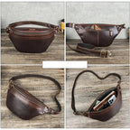Sac banane homme en cuir, 30 x 15 x 9 cm, noir ou café