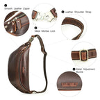 Sac banane homme en cuir, 30 x 15 x 9 cm, noir ou café