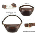 Sac banane homme en cuir, 30 x 15 x 9 cm, noir ou café