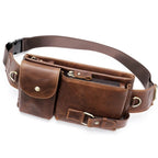 Sacoche ceinture homme en similicuir marron