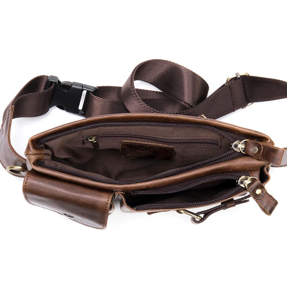 Sacoche ceinture homme en similicuir marron