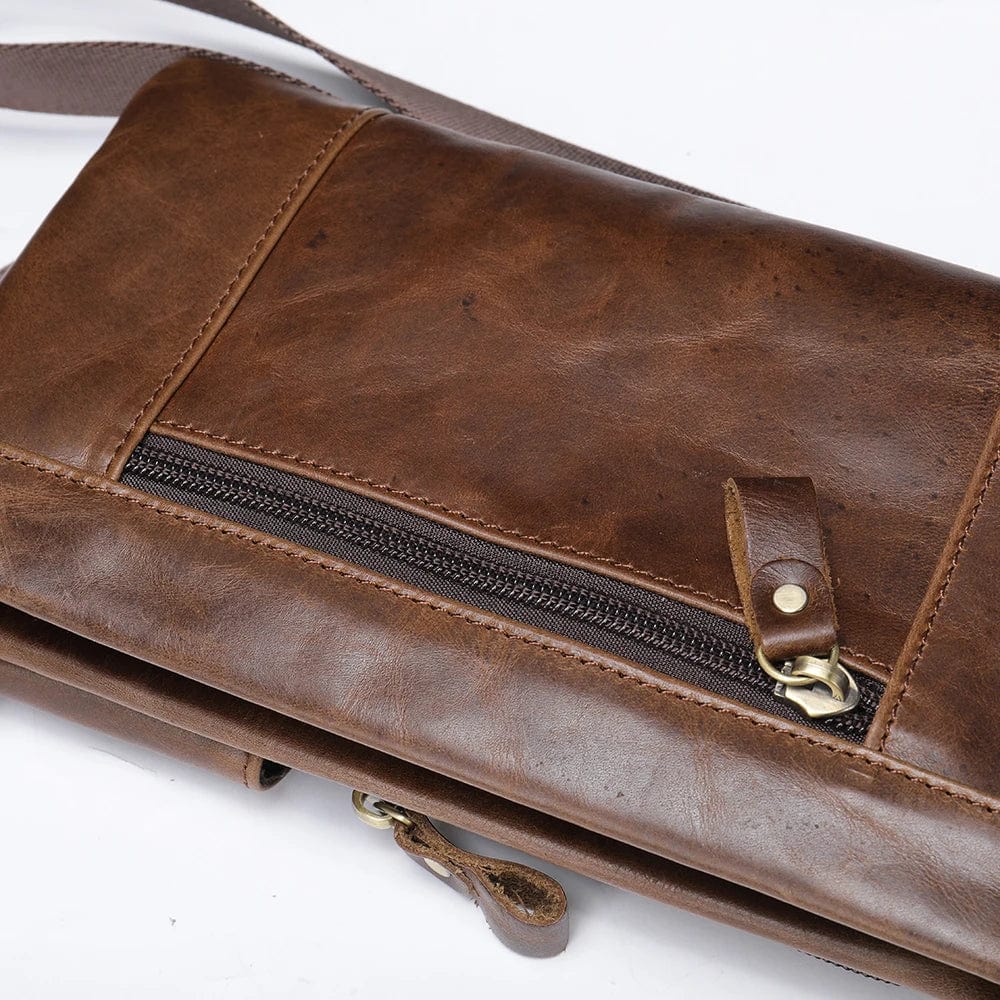 Sacoche ceinture homme en similicuir marron