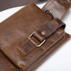 Sacoche ceinture homme en similicuir marron