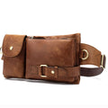 Sacoche ceinture homme en similicuir marron, marron