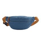 Sac banane en jean mixte, trois poches zippées, bleu foncé