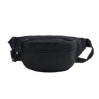 Sac banane en jean mixte, trois poches zippées, noir