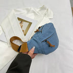 Sac banane en jean mixte, trois poches zippées