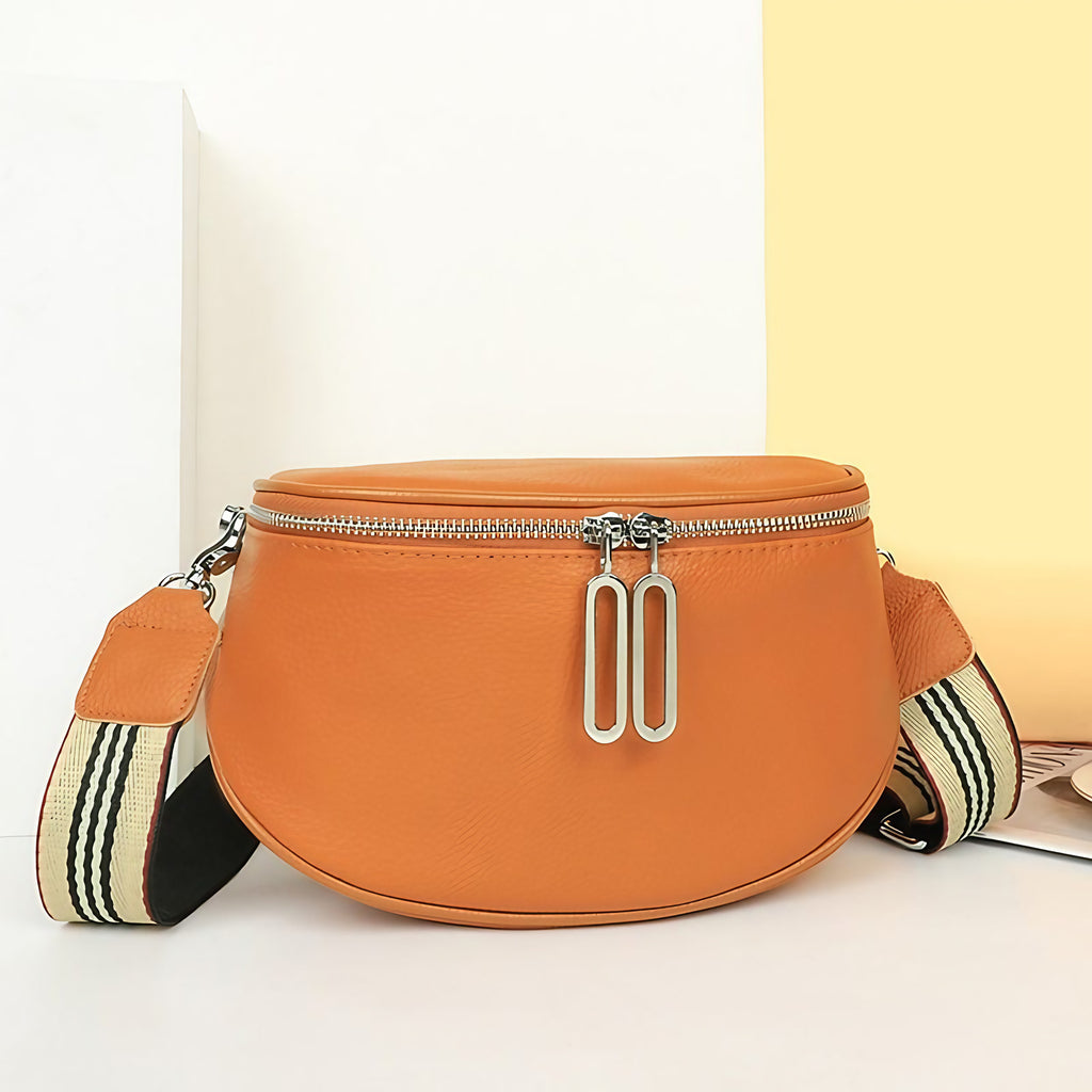 Sac banane femme en cuir de vache, huit coloris, marron clair
