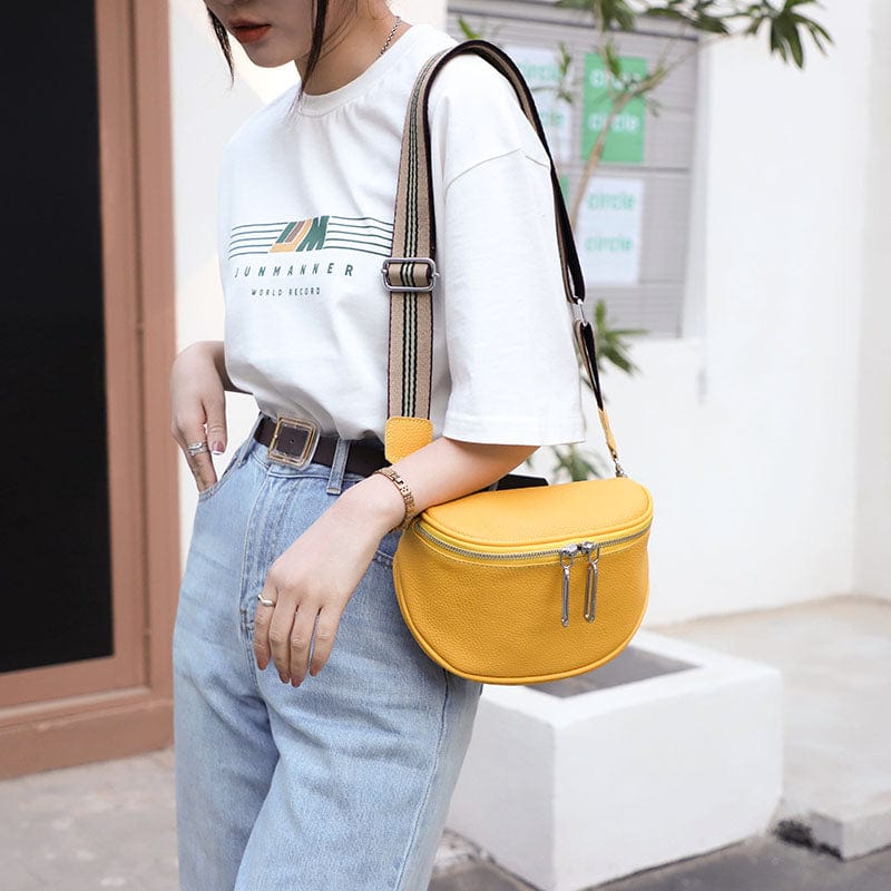 Sac banane femme en cuir de vache, huit coloris