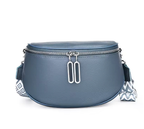 Sac banane femme en cuir de vache, huit coloris, bleu