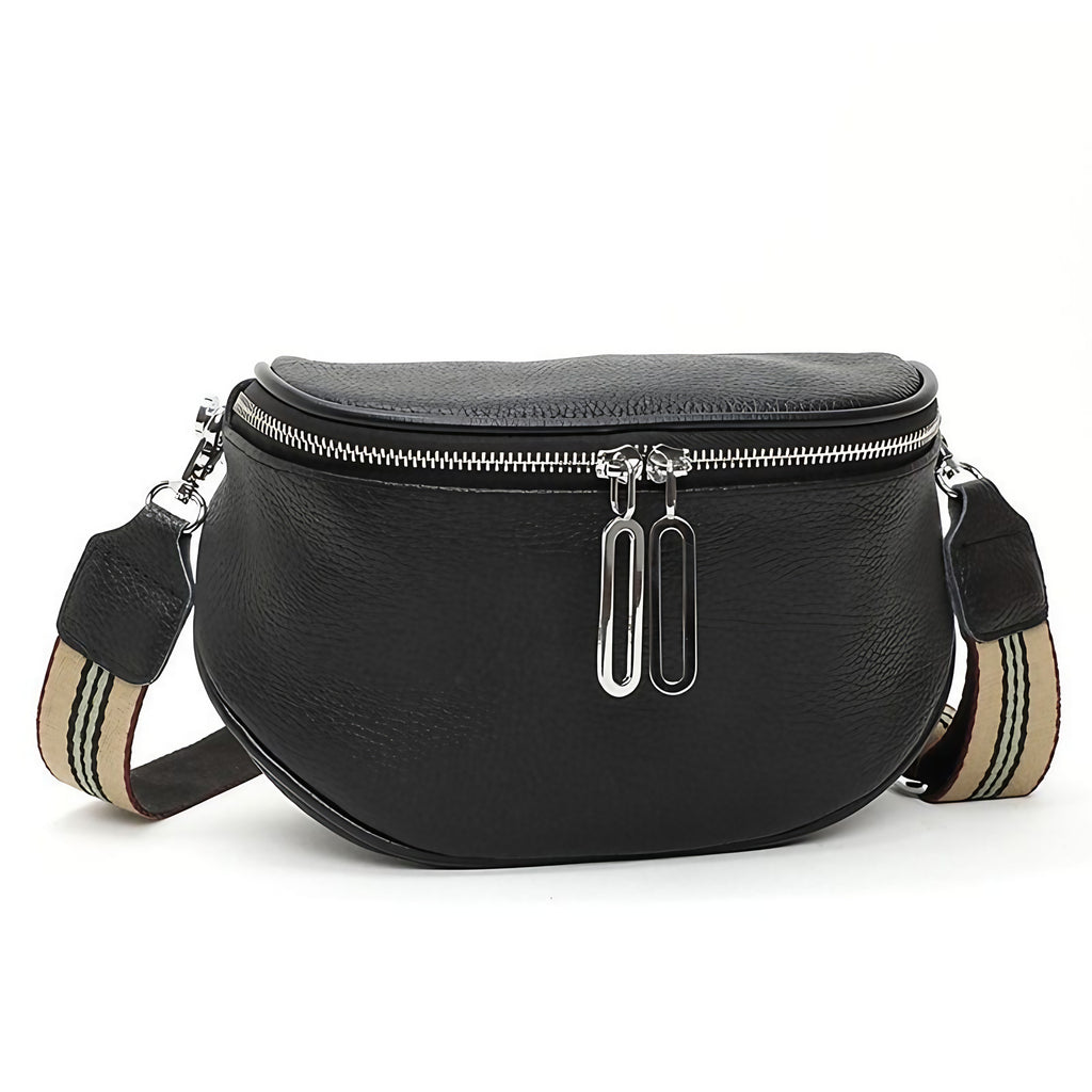 Sac banane femme en cuir de vache, huit coloris, noir