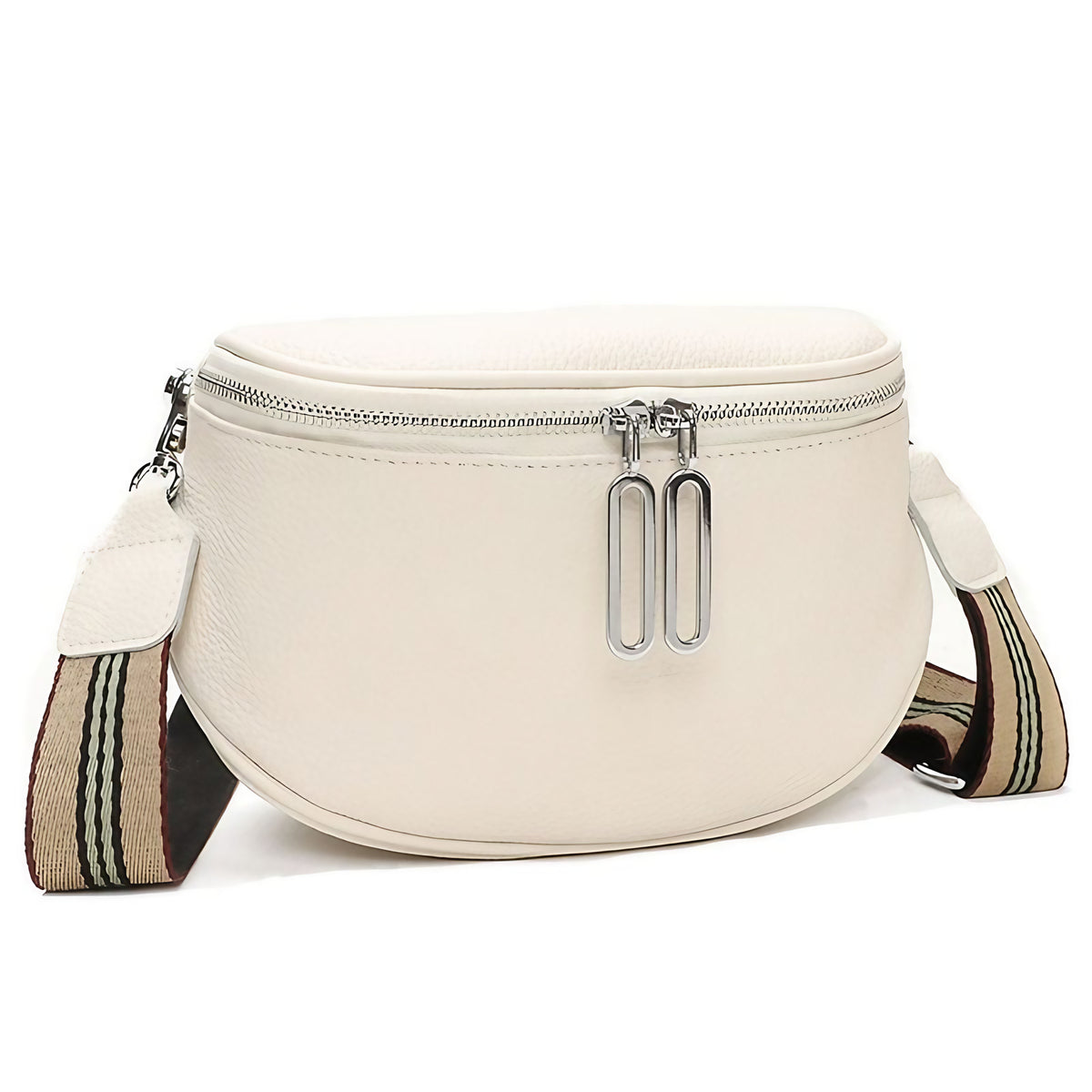 Sac banane femme en cuir de vache, huit coloris, beige