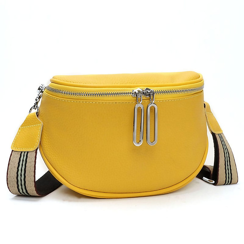 Sac banane femme en cuir de vache, huit coloris, jaune