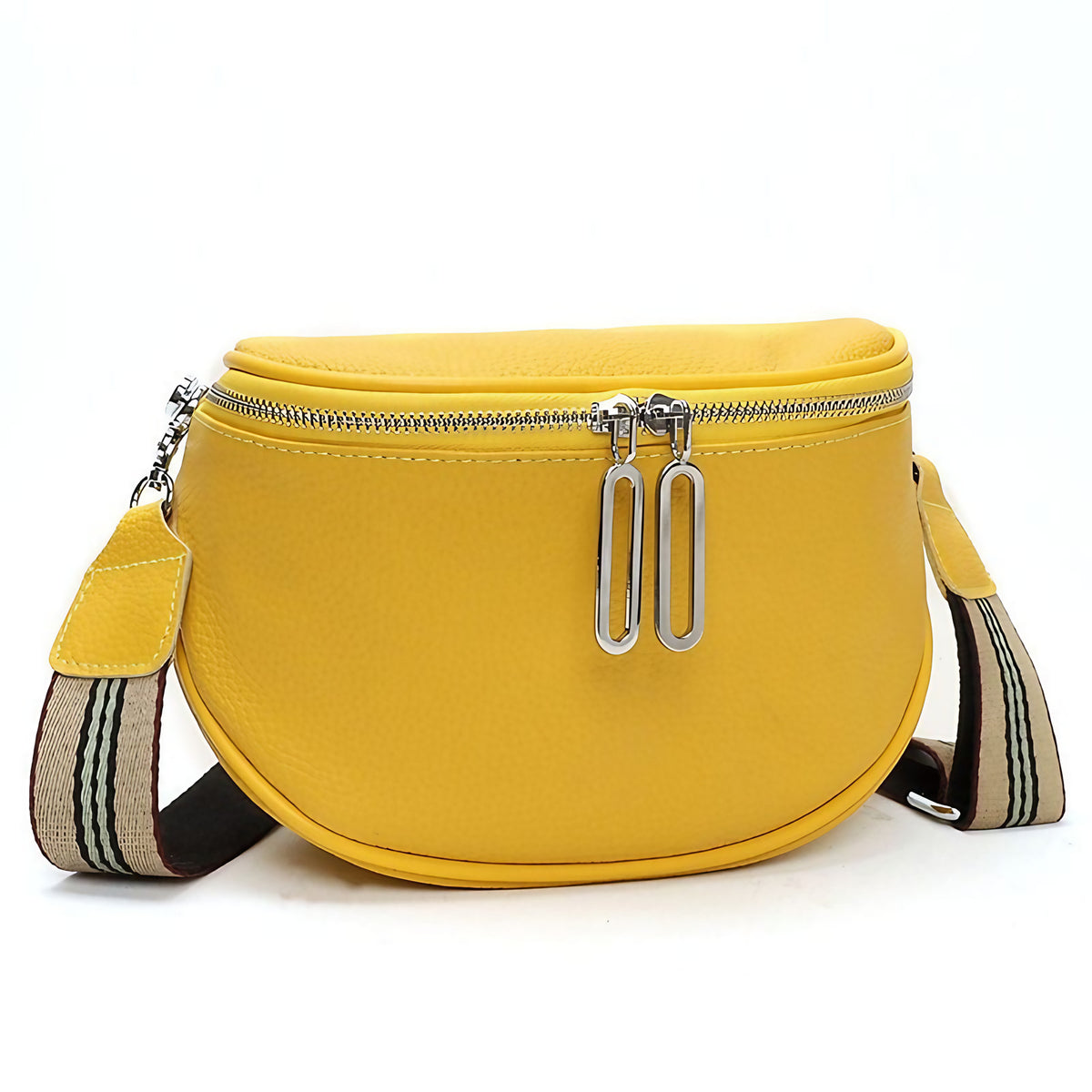 Sac banane femme en cuir de vache, huit coloris, jaune