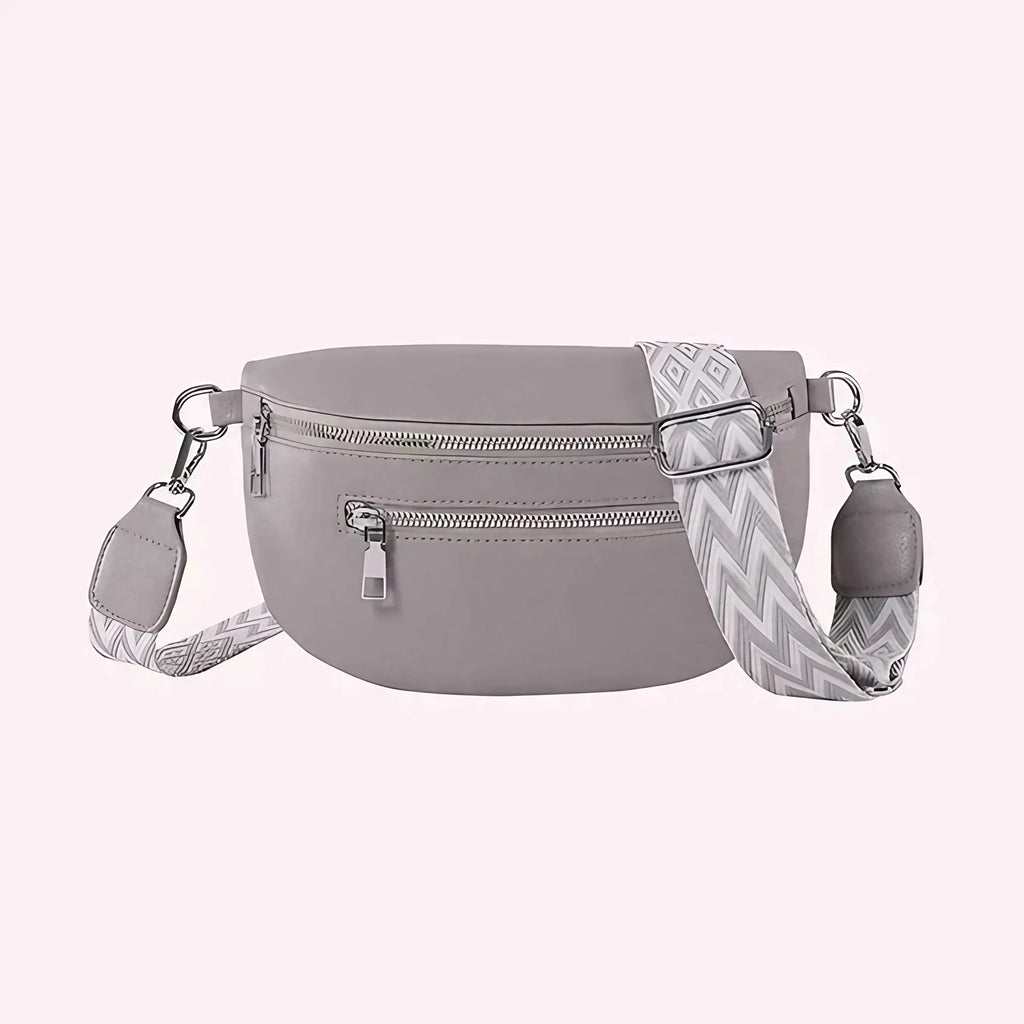 Sac banane femme en similicuir, 24 x 14 cm, gris, noir ou beige