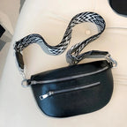 Sac banane femme en similicuir, 24 x 14 cm, gris, noir ou beige, noir