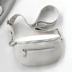 Sac banane femme en similicuir, 24 x 14 cm, gris, noir ou beige, beige