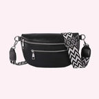 Sac banane femme en similicuir, 24 x 14 cm, gris, noir ou beige