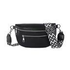 Sac banane femme en similicuir, 24 x 14 cm, gris, noir ou beige