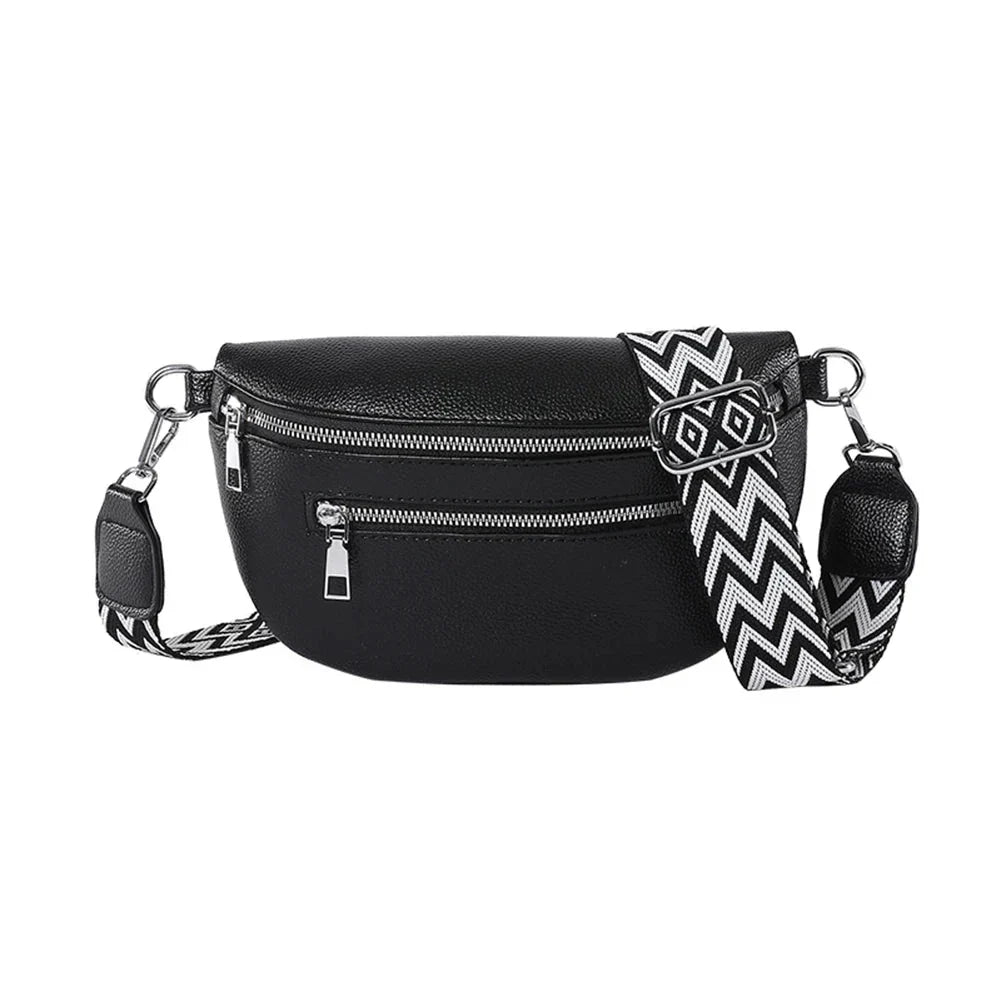 Sac banane femme en similicuir, 24 x 14 cm, gris, noir ou beige