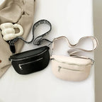 Sac banane femme en similicuir, 24 x 14 cm, gris, noir ou beige