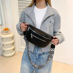 Sac banane femme en similicuir, 24 x 14 cm, gris, noir ou beige
