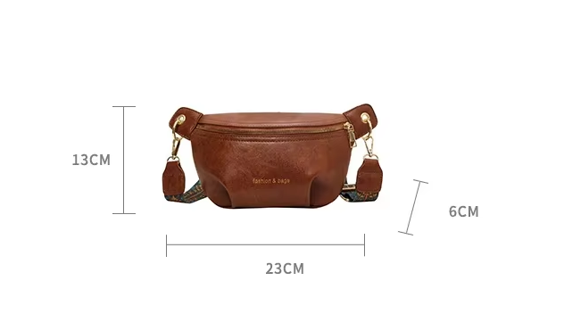 Sac banane femme en similicuir zippé, noir, marron ou café
