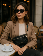 Sac banane femme en similicuir zippé, noir, marron ou café