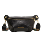 Sac banane femme en similicuir zippé, noir, marron ou café, noir