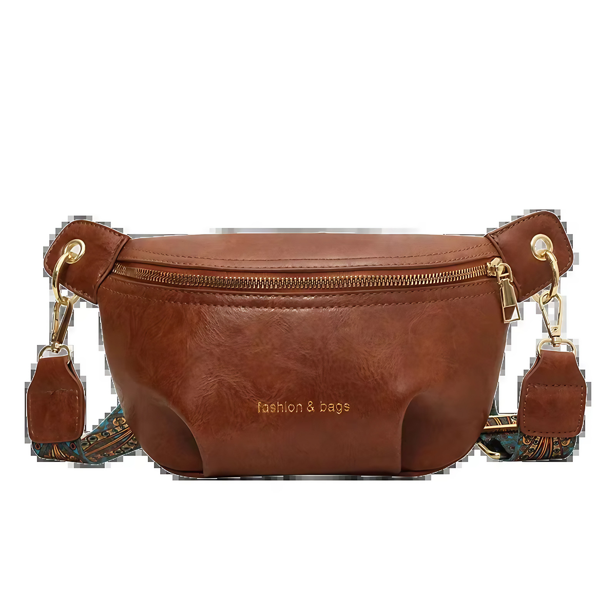 Sac banane femme en similicuir zippé, noir, marron ou café, marron