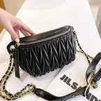 Sac banane femme en similicuir, 26 x 14 x 7 cm, noir ou blanc