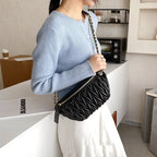 Sac banane femme en similicuir, 26 x 14 x 7 cm, noir ou blanc