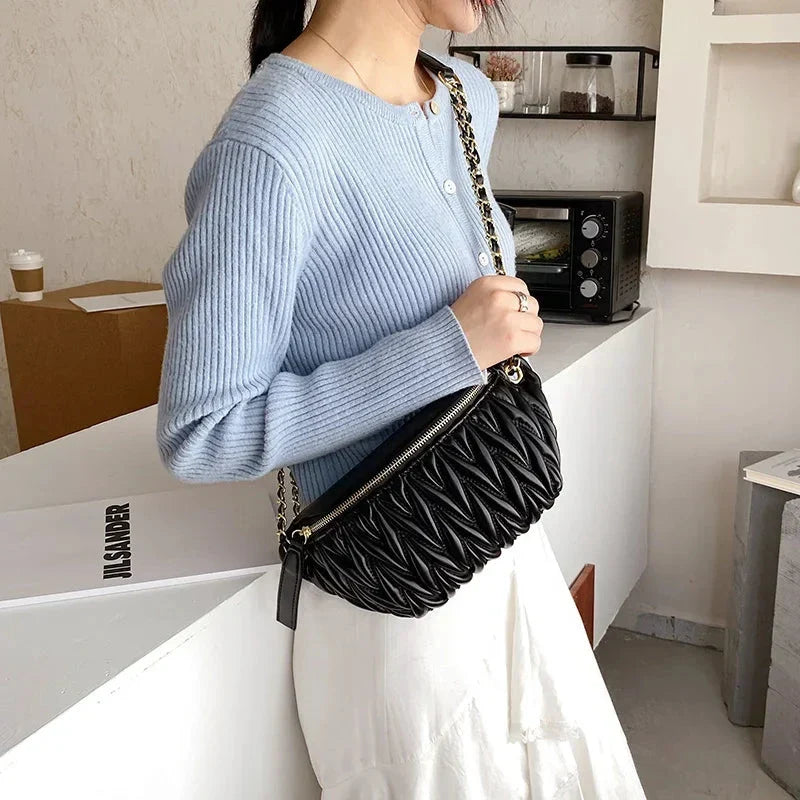 Sac banane femme en similicuir, 26 x 14 x 7 cm, noir ou blanc